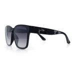 Womens Inset Lens Large Plastic Rectangle Horn Rim Marble Inlay Sunglasses
