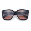 Womens Inset Lens Large Plastic Rectangle Horn Rim Marble Inlay Sunglasses