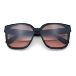 Womens Inset Lens Large Plastic Rectangle Horn Rim Marble Inlay Sunglasses