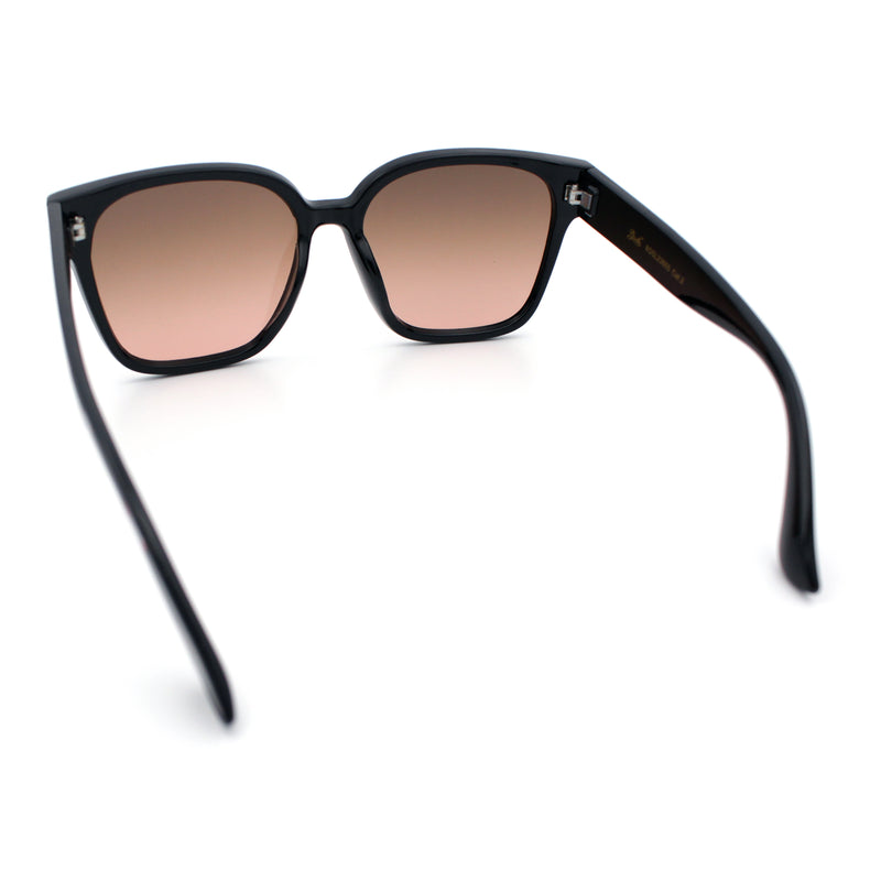Womens Inset Lens Large Plastic Rectangle Horn Rim Marble Inlay Sunglasses