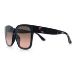 Womens Inset Lens Large Plastic Rectangle Horn Rim Marble Inlay Sunglasses