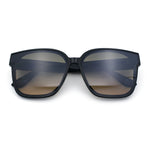 Womens Inset Lens Large Plastic Rectangle Horn Rim Marble Inlay Sunglasses