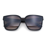 Womens Inset Lens Large Plastic Rectangle Horn Rim Marble Inlay Sunglasses