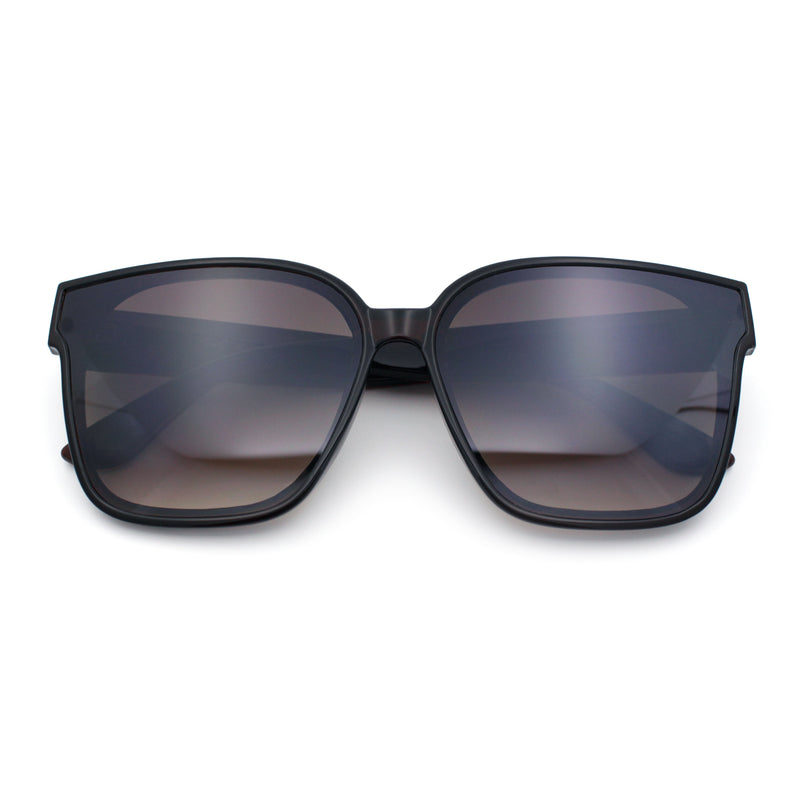 Womens Inset Lens Large Plastic Rectangle Horn Rim Marble Inlay Sunglasses