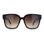 Womens Inset Lens Large Plastic Rectangle Horn Rim Marble Inlay Sunglasses