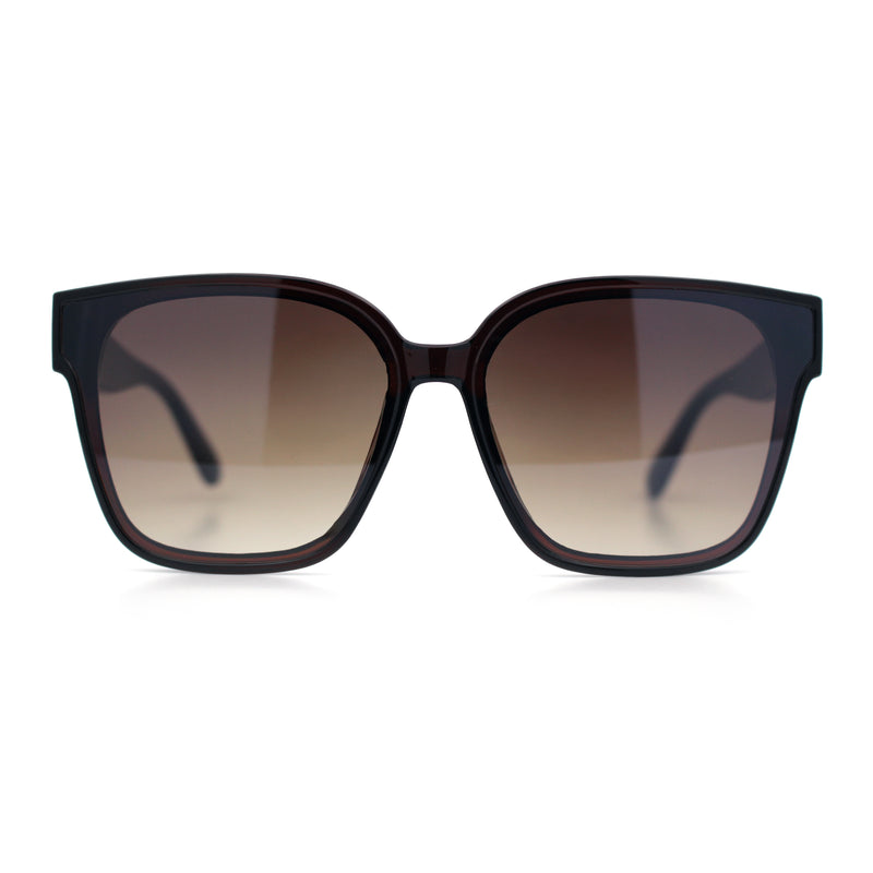 Womens Inset Lens Large Plastic Rectangle Horn Rim Marble Inlay Sunglasses