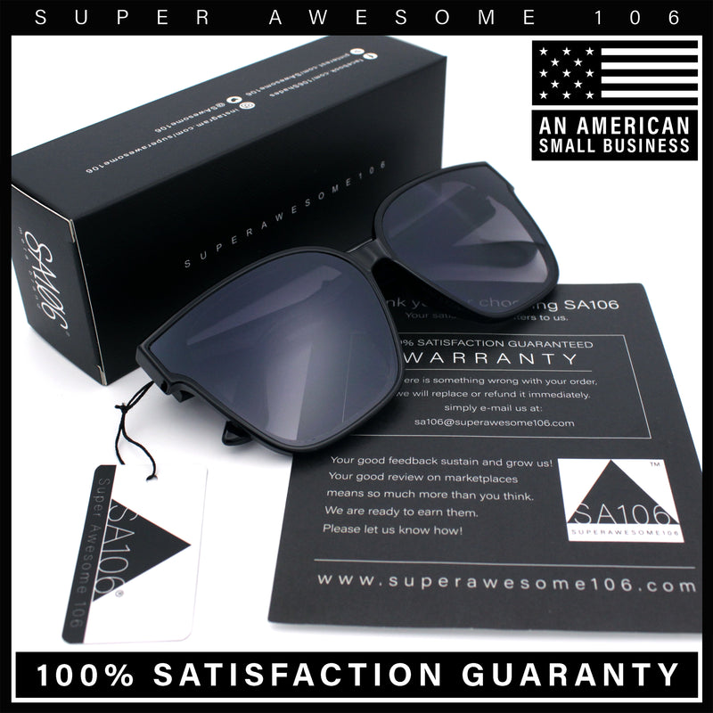 Womens Inset Lens Large Plastic Rectangle Horn Rim Marble Inlay Sunglasses