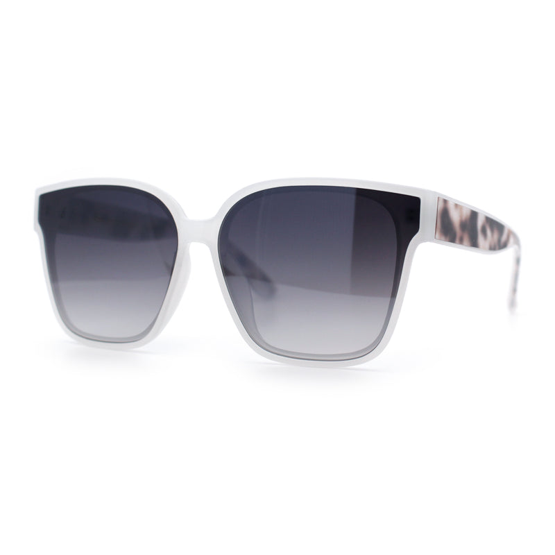 Womens Inset Lens Large Plastic Rectangle Horn Rim Marble Inlay Sunglasses