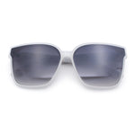 Womens Inset Lens Large Plastic Rectangle Horn Rim Marble Inlay Sunglasses