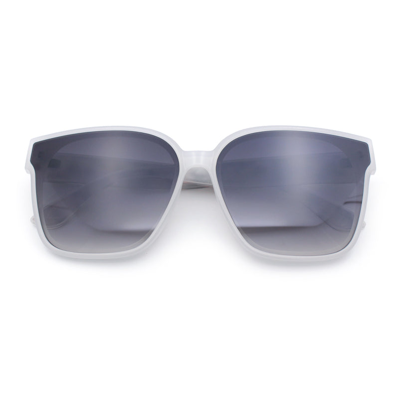 Womens Inset Lens Large Plastic Rectangle Horn Rim Marble Inlay Sunglasses