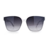 Womens Inset Lens Large Plastic Rectangle Horn Rim Marble Inlay Sunglasses