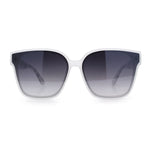 Womens Inset Lens Large Plastic Rectangle Horn Rim Marble Inlay Sunglasses