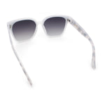 Womens Inset Lens Large Plastic Rectangle Horn Rim Marble Inlay Sunglasses