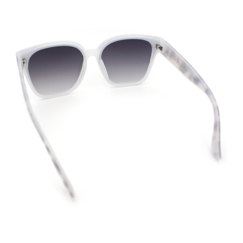 Womens Inset Lens Large Plastic Rectangle Horn Rim Marble Inlay Sunglasses
