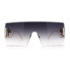 Womens Oversized Rimless Shield Luxury Heart Bling Jewel Hinge Sunglasses
