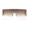 Womens Oversized Rimless Shield Luxury Heart Bling Jewel Hinge Sunglasses