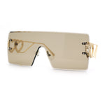 Womens Oversized Rimless Shield Luxury Heart Bling Jewel Hinge Sunglasses