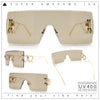 Womens Oversized Rimless Shield Luxury Heart Bling Jewel Hinge Sunglasses