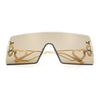 Womens Oversized Rimless Shield Luxury Heart Bling Jewel Hinge Sunglasses