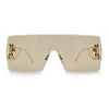 Womens Oversized Rimless Shield Luxury Heart Bling Jewel Hinge Sunglasses