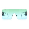 Womens Oversized Rimless Shield Luxury Heart Bling Jewel Hinge Sunglasses