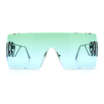 Womens Oversized Rimless Shield Luxury Heart Bling Jewel Hinge Sunglasses