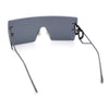 Womens Oversized Rimless Shield Luxury Heart Bling Jewel Hinge Sunglasses