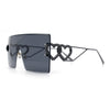 Womens Oversized Rimless Shield Luxury Heart Bling Jewel Hinge Sunglasses