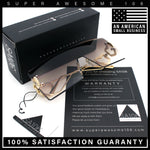 Womens Oversized Rimless Shield Luxury Heart Bling Jewel Hinge Sunglasses