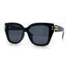Womens Retro Metal Hinge Thick Horn Rim Rectangular Fashion Sunglasses