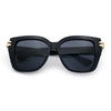 Womens Retro Metal Hinge Thick Horn Rim Rectangular Fashion Sunglasses