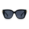 Womens Retro Metal Hinge Thick Horn Rim Rectangular Fashion Sunglasses