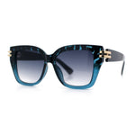 Womens Retro Metal Hinge Thick Horn Rim Rectangular Fashion Sunglasses