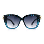 Womens Retro Metal Hinge Thick Horn Rim Rectangular Fashion Sunglasses