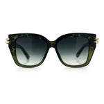 Womens Retro Metal Hinge Thick Horn Rim Rectangular Fashion Sunglasses