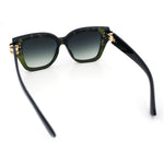Womens Retro Metal Hinge Thick Horn Rim Rectangular Fashion Sunglasses
