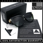 Womens Retro Metal Hinge Thick Horn Rim Rectangular Fashion Sunglasses