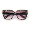 Womens Retro Metal Hinge Thick Horn Rim Rectangular Fashion Sunglasses
