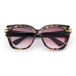 Womens Retro Metal Hinge Thick Horn Rim Rectangular Fashion Sunglasses