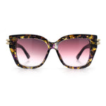 Womens Retro Metal Hinge Thick Horn Rim Rectangular Fashion Sunglasses