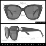 Womens Retro Metal Hinge Thick Horn Rim Rectangular Fashion Sunglasses