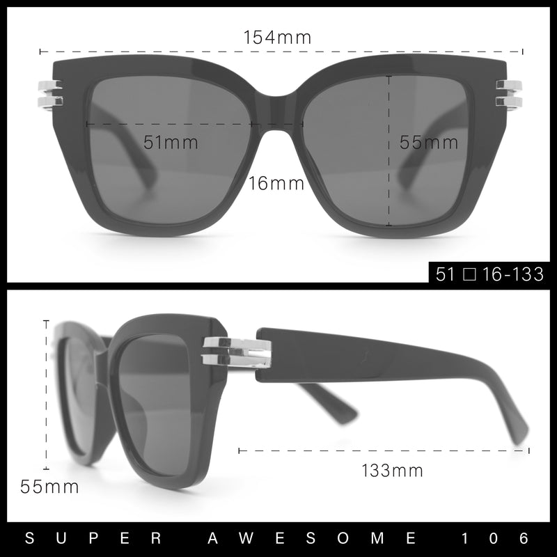 Womens Retro Metal Hinge Thick Horn Rim Rectangular Fashion Sunglasses