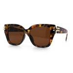 Womens Retro Metal Hinge Thick Horn Rim Rectangular Fashion Sunglasses