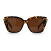 Womens Retro Metal Hinge Thick Horn Rim Rectangular Fashion Sunglasses