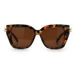 Womens Retro Metal Hinge Thick Horn Rim Rectangular Fashion Sunglasses