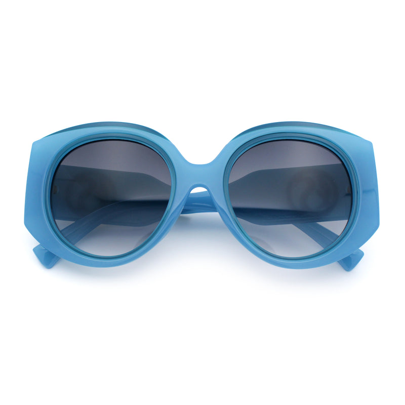 Womens Oversize Round Thick Temple Plastic Designer Fashion Diva Sunglasses