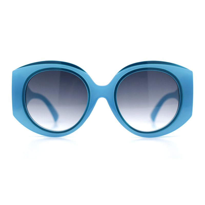 Womens Oversize Round Thick Temple Plastic Designer Fashion Diva Sunglasses