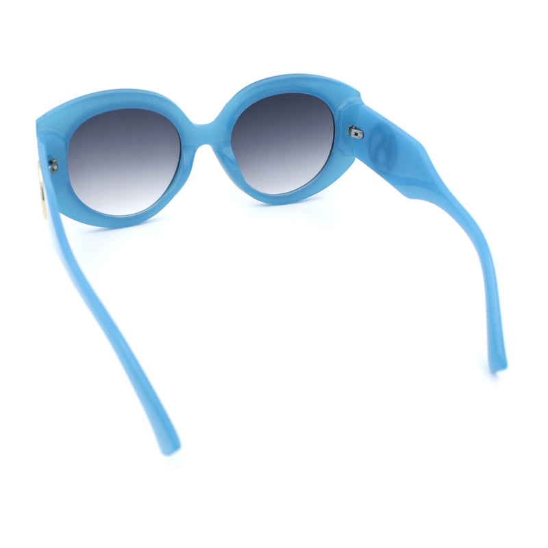 Womens Oversize Round Thick Temple Plastic Designer Fashion Diva Sunglasses