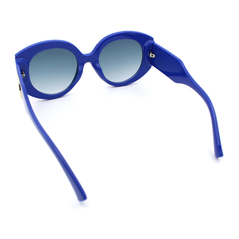 Womens Oversize Round Thick Temple Plastic Designer Fashion Diva Sunglasses