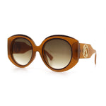 Womens Oversize Round Thick Temple Plastic Designer Fashion Diva Sunglasses